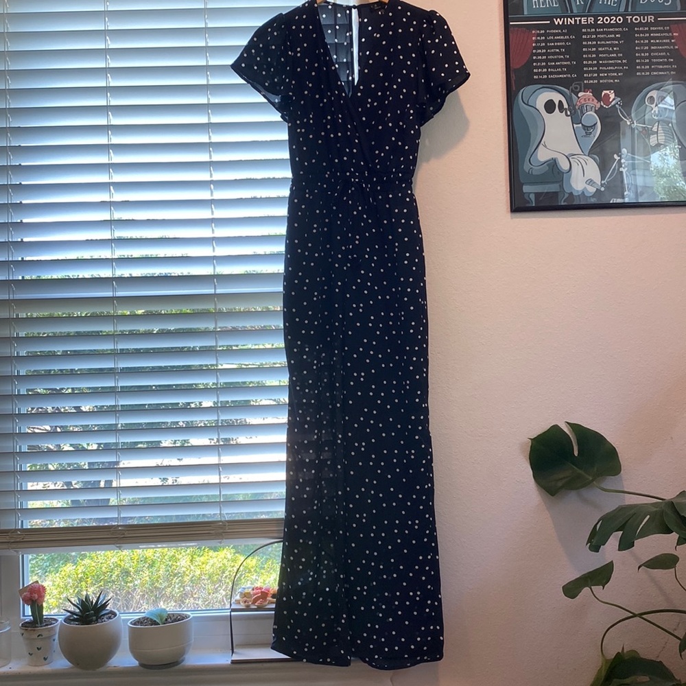 Super cute baby blue pokadota jumpsuit from franchescas